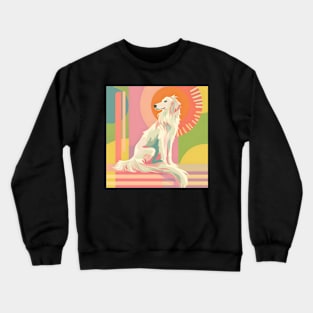 70s Borzoi Vibes: Pastel Pup Parade Crewneck Sweatshirt